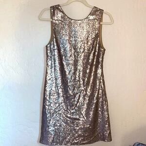 Tobi gold sequins open back mini dress